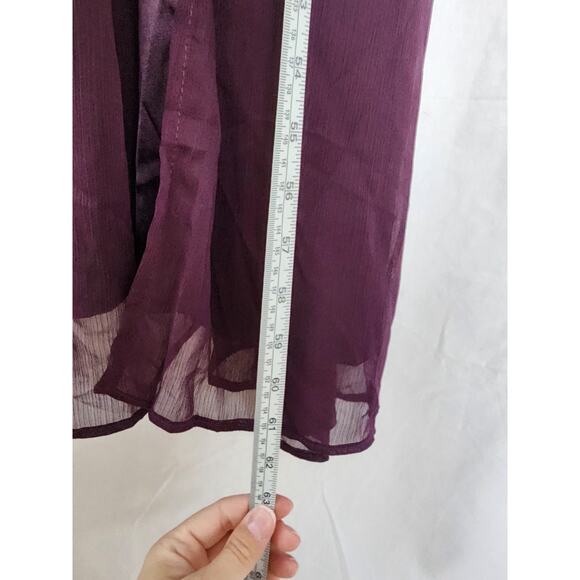 Lulu's Maxi Dress L Enchant My Love Dark Purple V-Neck Long Sleeve Wine Burgundy - Picture 11 of 12